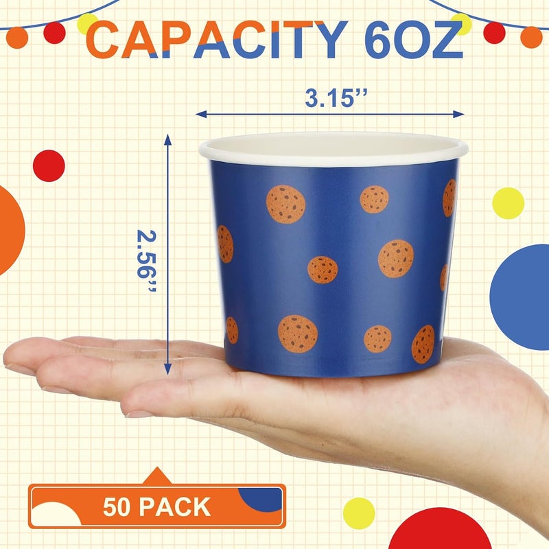 Suclain 50 Pcs Anime Theme Paper Snack Bowls 6 oz Disposable Dessert Ice Cream Bowls Cartoon Ice Cream Cups Disposable for Sundae Yogurt Soup Baby Shower Birthday Party Supplies(Modern) - Image 3