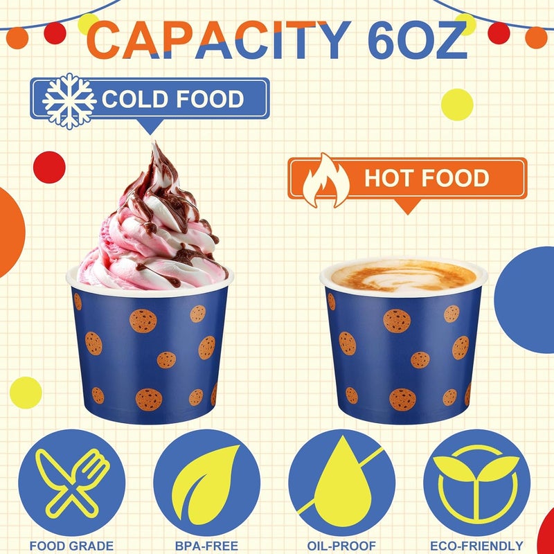 Suclain 50 Pcs Anime Theme Paper Snack Bowls 6 oz Disposable Dessert Ice Cream Bowls Cartoon Ice Cream Cups Disposable for Sundae Yogurt Soup Baby Shower Birthday Party Supplies(Modern) - Image 2