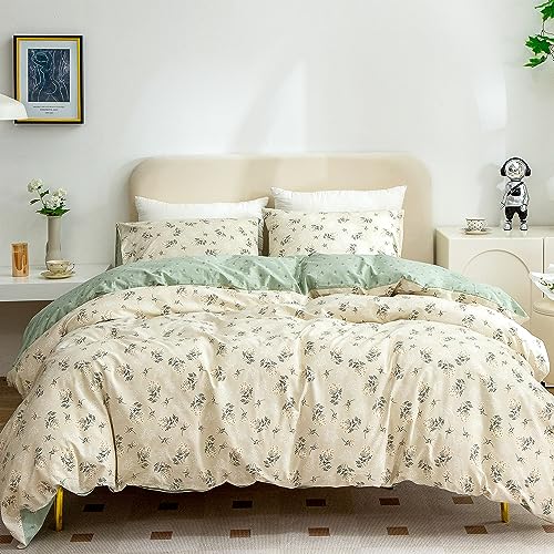 Jane yre Floral Duvet Cover Queen Brushed Microfiber 3 Pieces Floral Bedding Set Queen Garden Style Flower Pattern Flower Queen Duvet Cover with Zipper Closure Luxury Soft Breathable Comfy - Image 1