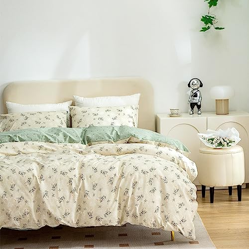Jane yre Floral Duvet Cover Queen Brushed Microfiber 3 Pieces Floral Bedding Set Queen Garden Style Flower Pattern Flower Queen Duvet Cover with Zipper Closure Luxury Soft Breathable Comfy - Image 3