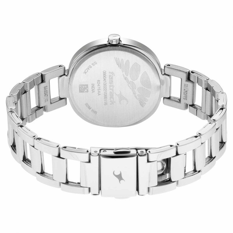 fastrack ساعة أنالوج للنساء بقرص فضي وسوار معدني أنيق وعصري 6247SM01 - Image 4