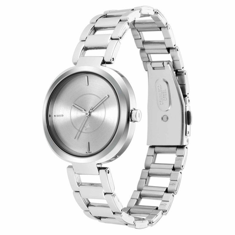 fastrack ساعة أنالوج للنساء بقرص فضي وسوار معدني أنيق وعصري 6247SM01 - Image 2