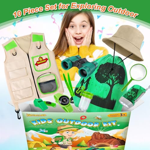 YOPINSAND Kids Explorer Kit Bug Catcher Kit Kids Camping Gear Outdoor Exploration Set with Vest Hat Backpack Ideal Outdoor Camping Adventure Toys for Boys Girls - Image 5