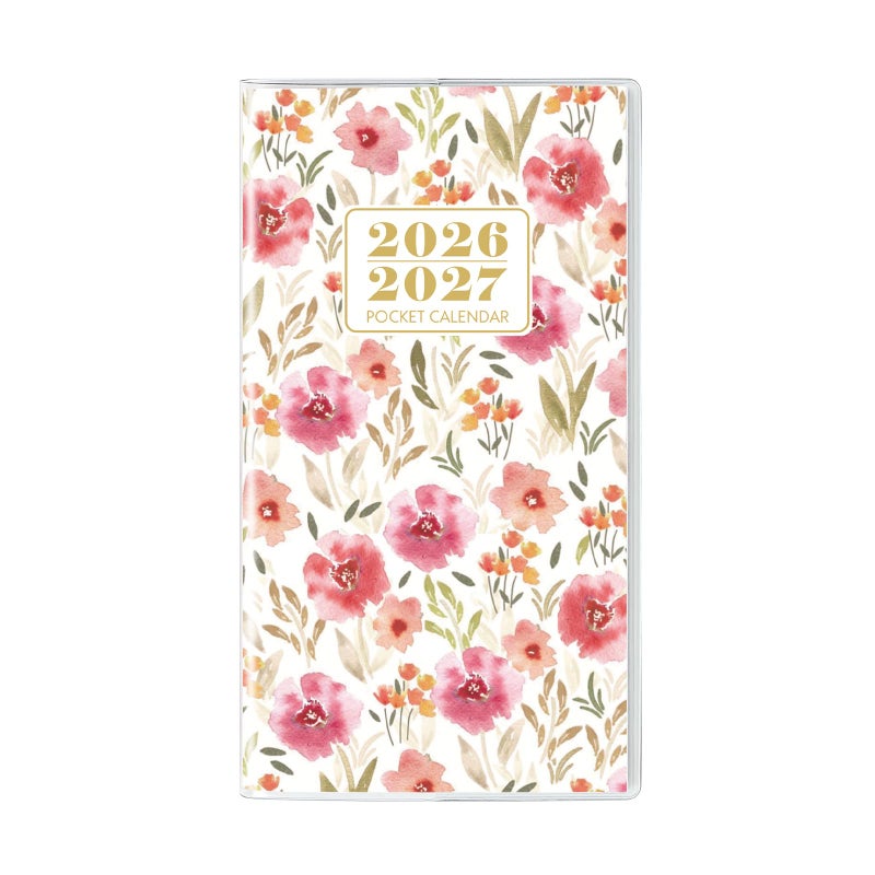 Zuozee Pocket Calendar 2026-2027, Floral Pocket Calendar -3.7" x 6.7" - Runs from January 2026 until December 2027, Calendar Planner for Purse with PVC Cover for Planning, Organizing and Office - Image 1