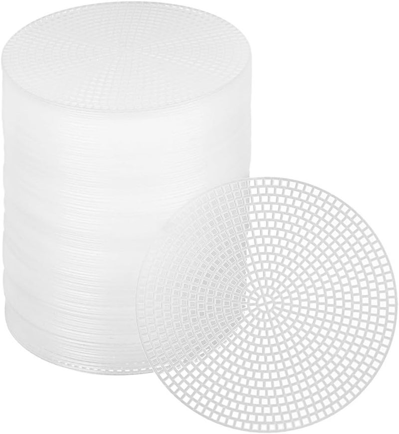 100 Pcs Round Plastic Canvas Sheets, 4.5-Inch 7 Count Mesh Canvas for Embroidery, Acrylic Yarn Craft, and Crochet Projects - Image 2