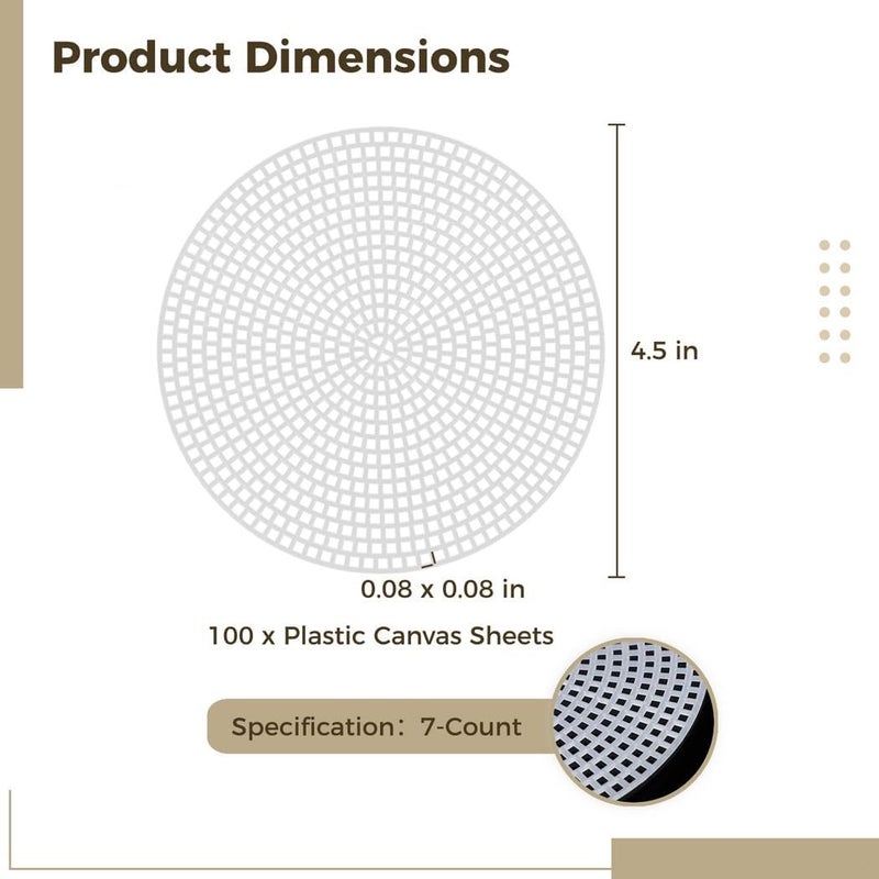 100 Pcs Round Plastic Canvas Sheets, 4.5-Inch 7 Count Mesh Canvas for Embroidery, Acrylic Yarn Craft, and Crochet Projects - Image 4