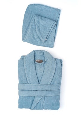 Soley | Maida | Extra Soft 100% Cotton Hair Cap & Women's Bathrobe Set 