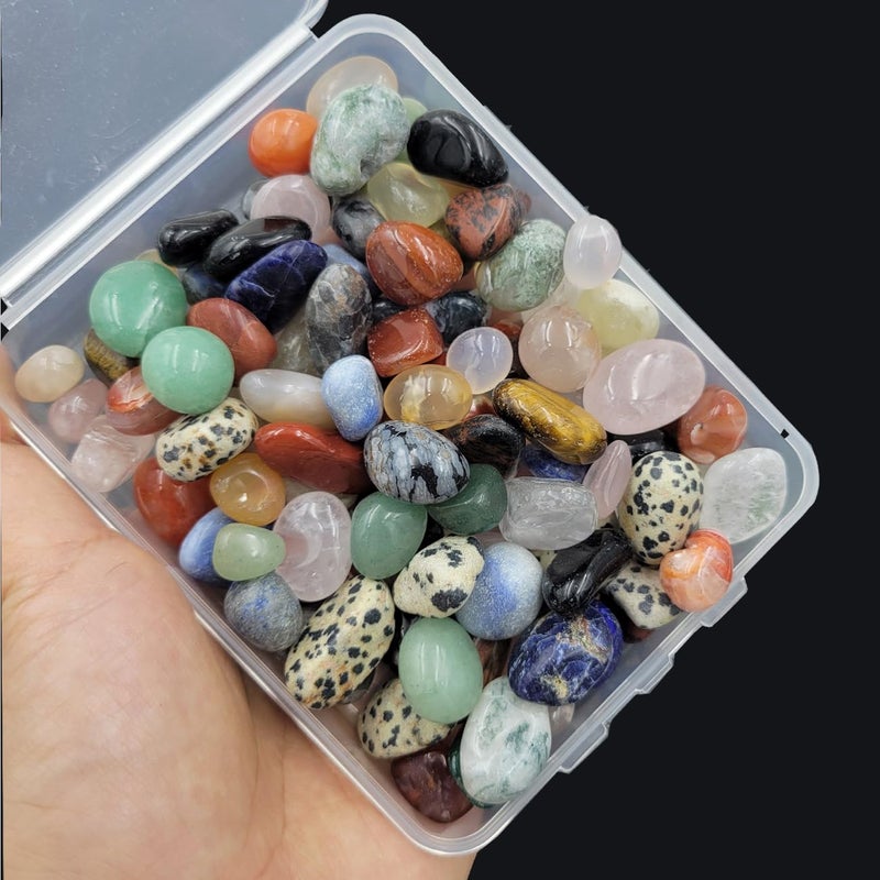 SeeuFun 15 نوع 100 قطعة مجموعة أحجار شفاء مختلطة مصقولة للأغراض الروحية والتأمل وصنع المجوهرات وزينة المنزل بالجملة بلورات وأحجار كريمة للشفاء بألوان عشوائية
