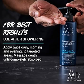 MR. MR Expert Solutions Blemish Control Daily Body Gel For Men Back Acne Treatment with Tea Tree Vegan Salicylic Acid Serum Pore Minimiser Cruelty Free Salicylic Acid Gel Lotion Body Care  - Image 2