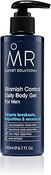 MR. MR Expert Solutions Blemish Control Daily Body Gel For Men Back Acne Treatment with Tea Tree Vegan Salicylic Acid Serum Pore Minimiser Cruelty Free Salicylic Acid Gel Lotion Body Care  - Image 1