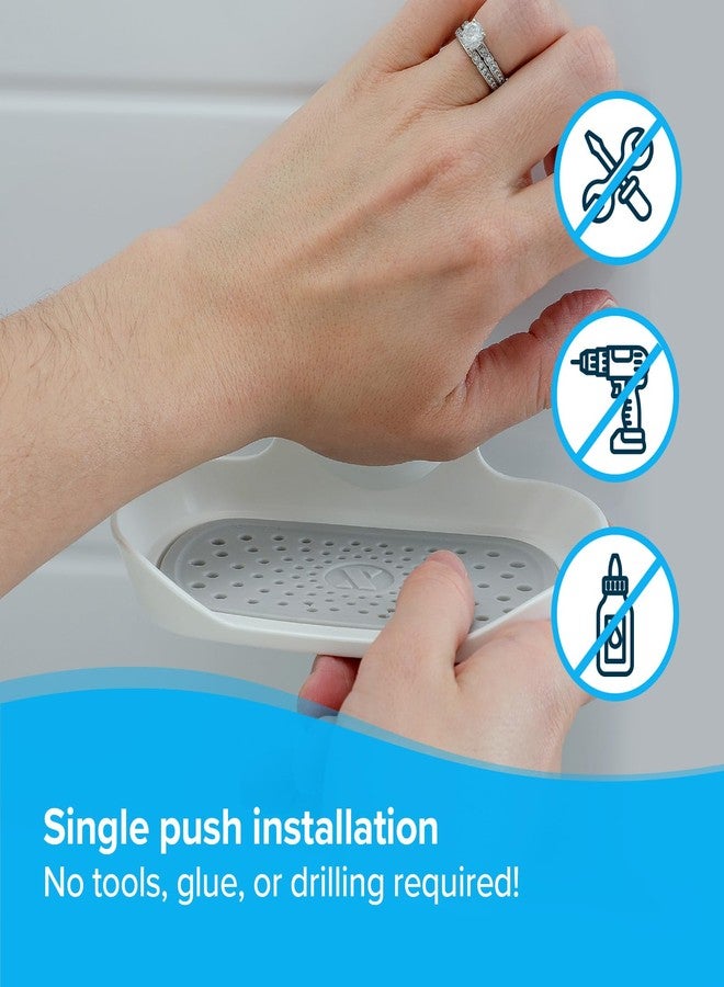 سليبكس سولشنز حامل صابون قوي التثبيت من SlipX Solutions، مزود بكوب شفط، من ملحقات الاستحمام الأساسية للمطبخ والحمام، أبيض - Image 2