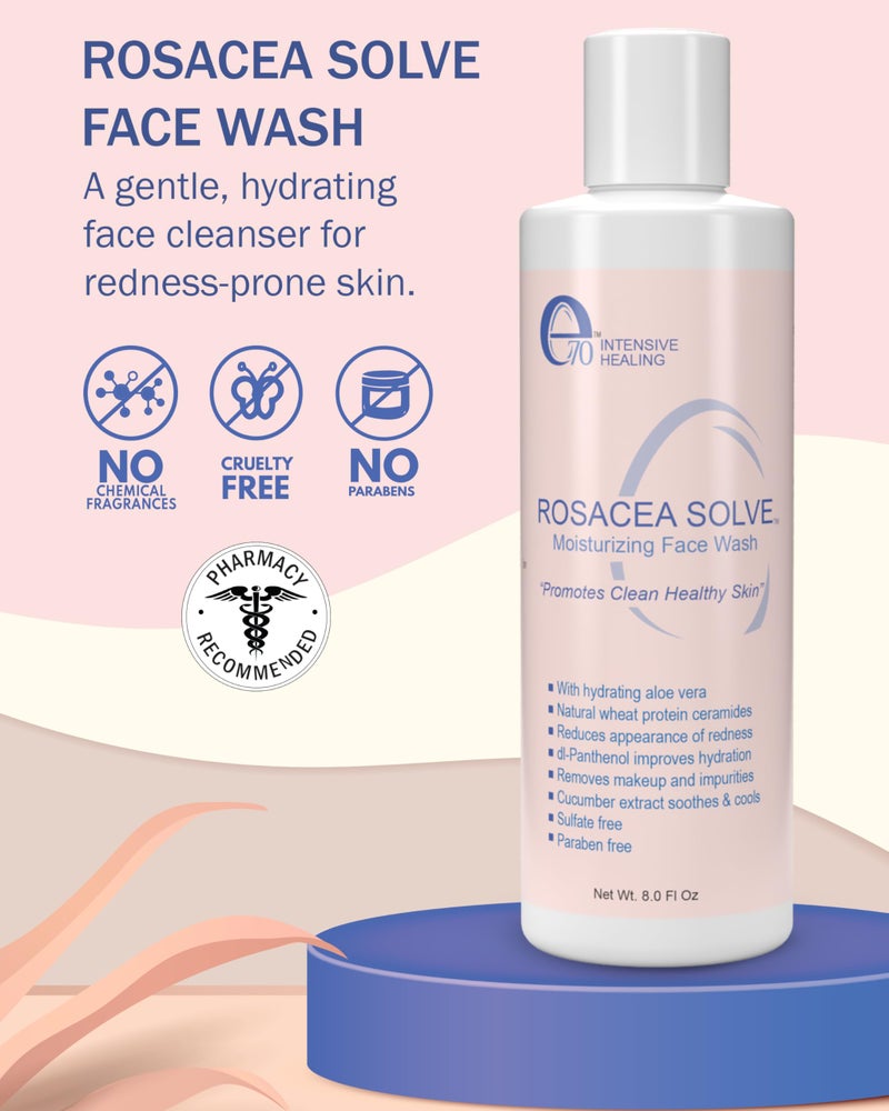 e70 Rosacea Treatment Skincare Face Wash for Women & Men - Gentle Face Cleanser Moisturizer Redness Reducing Skin Care with Aloe Vera, Hyaluronic Acid & Fruit Extracts, Made in USA (8 fl. oz) - Image 2