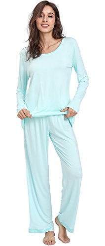 GYS Viscose from Bamboo Womens Pajama Sets Super Soft Long Sleeve Sleepwear Comfy Winter Pjs Sets S4X Aqua Medium