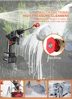 Occuwzz High pressure water gun with accessories 21V380W high power handheld cordless portable rechargeable cleaning machine suitable for garden watering agricultural irrigation home cleaning car washing  - Image 4