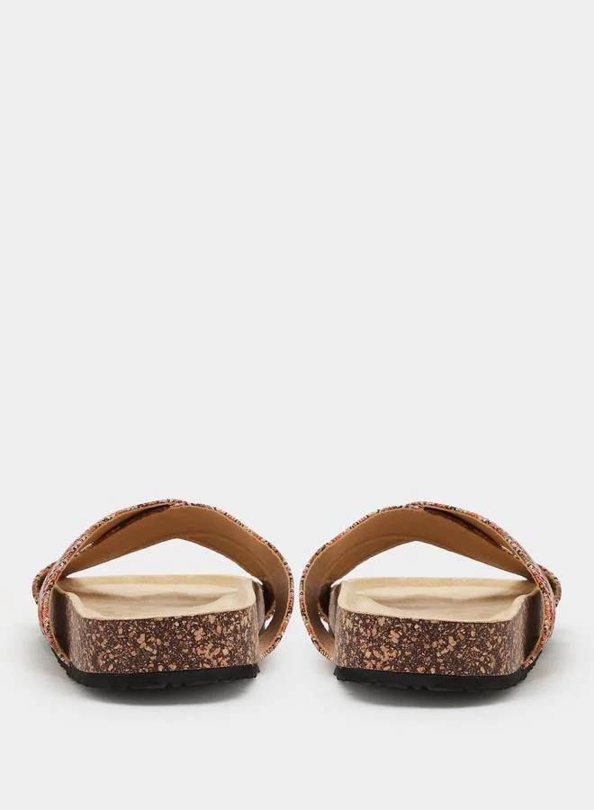 Styli Multi Geometric Cross Strap Flat Sandals for Women | Best Price UAE