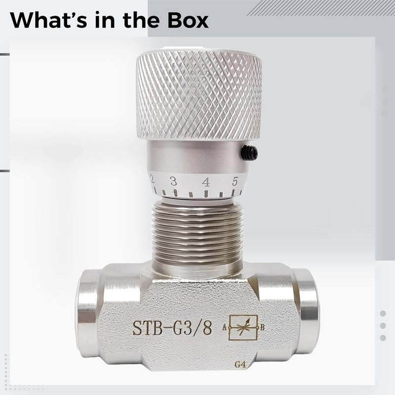 5000 Psi Stb-G3/8 Hydraulic Flow Control Valve, Bi-Directional Carbon Steel, with Knob, -4°F~+158°F Pressure Fittings - Image 5