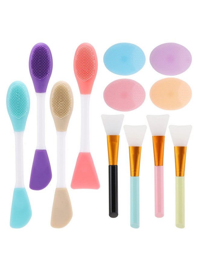 Tbestmax Silicone Facial Mask Applicator 4 Pcs Face Scrubber 4 Pcs Face Mask Brush 4 Pcs 2 In 1 Face Mask Applicator Lip Exfoliator Skin Care Tools Set - Image 1