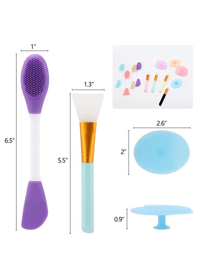 Tbestmax Silicone Facial Mask Applicator 4 Pcs Face Scrubber 4 Pcs Face Mask Brush 4 Pcs 2 In 1 Face Mask Applicator Lip Exfoliator Skin Care Tools Set - Image 2