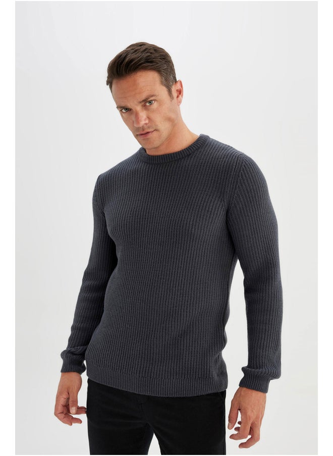 DeFacto - Man Tricot Standart Fit Crew Neck Long Sleeve Pullover - Image 1