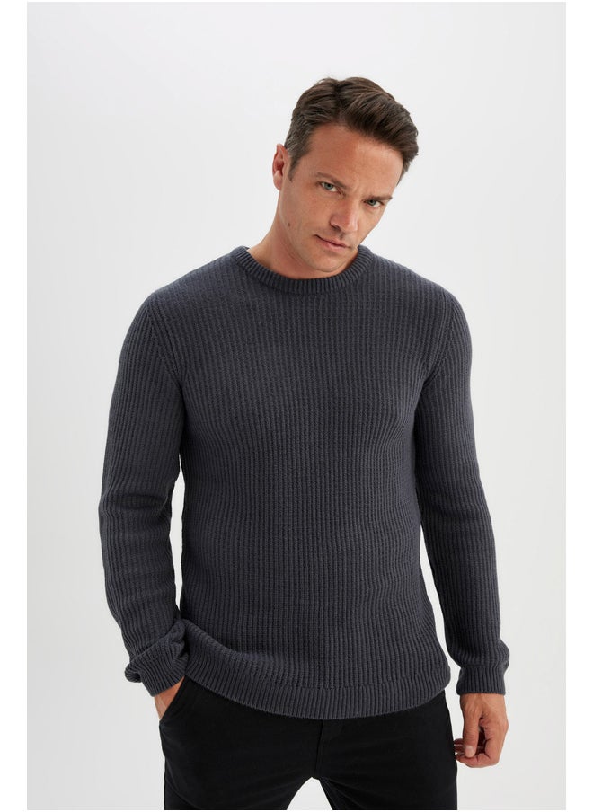 DeFacto - Man Tricot Standart Fit Crew Neck Long Sleeve Pullover - Image 1