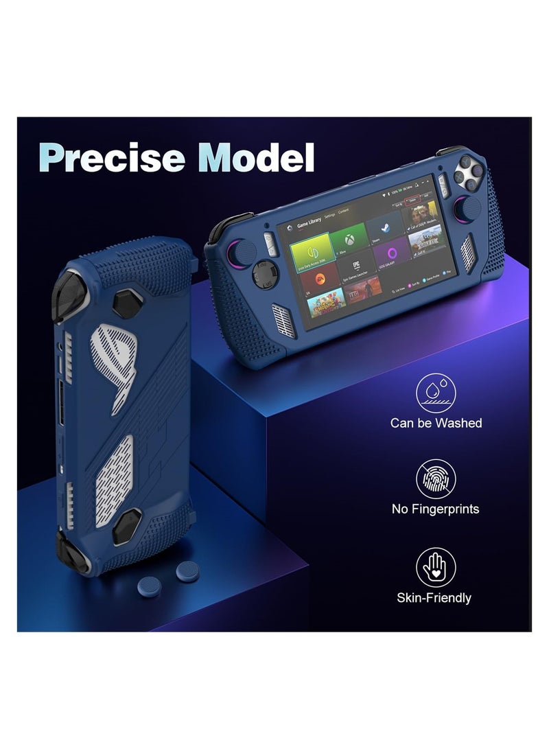 KASTWAVE for Rog Ally Stand Protective Case, Silicone Accessories Protector, Full Protection Kickstand, Anti-Scratch Drop-Proof Non-Slip Full Protective Rog Ally Case with 2 Pair Thumb Grips, Blue - Image 4