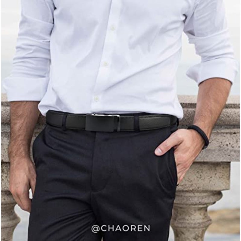 أحزمة CHAOREN للرجال - حزام رجالي من الجلد مقاس 1 3/8 بوصة للجينز - حزام بسقاطة صغير قابل للتعديل يناسب كل مكان - Image 2