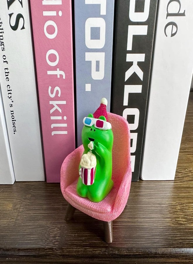 Refintural Cute Popcorn Miniature Frog Figurines - Funny Frog Sculpture for Shelf, Desk Decoration - Frog Desk Accessories for Frog Lovers (Pink) - Image 5