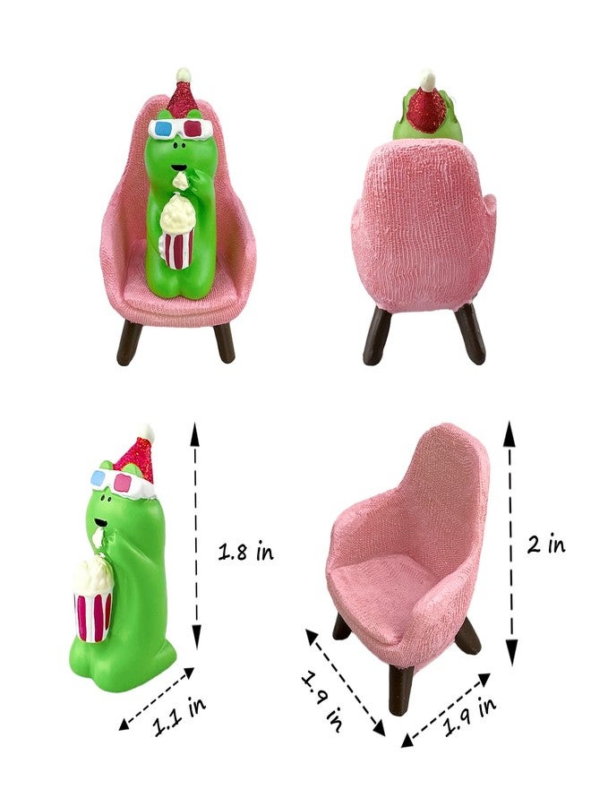 Refintural Cute Popcorn Miniature Frog Figurines - Funny Frog Sculpture for Shelf, Desk Decoration - Frog Desk Accessories for Frog Lovers (Pink) - Image 3
