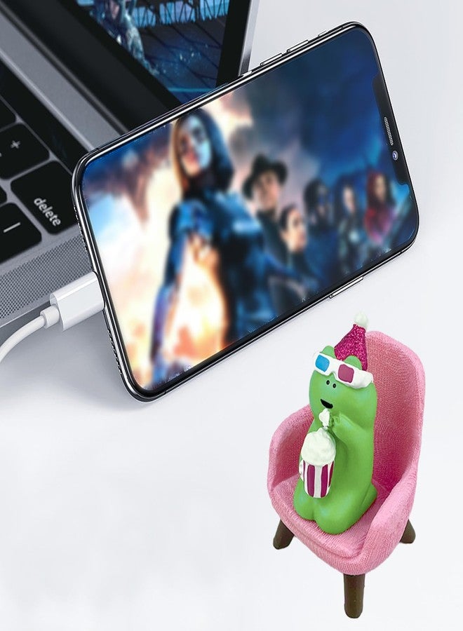 Refintural Cute Popcorn Miniature Frog Figurines - Funny Frog Sculpture for Shelf, Desk Decoration - Frog Desk Accessories for Frog Lovers (Pink) - Image 2