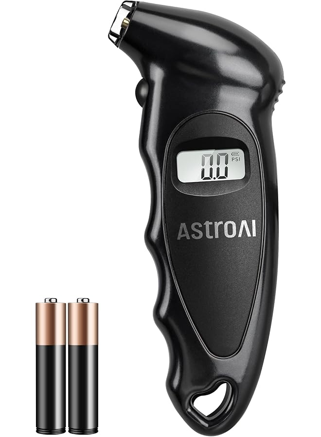 Astroai Digital Tire Pressure Gauge 150 Psi 4 Settings For Car Truck Bicycle With Backlit Lcd And Non-Slip Grip Tire Pressure Checker (Black) - Image 1