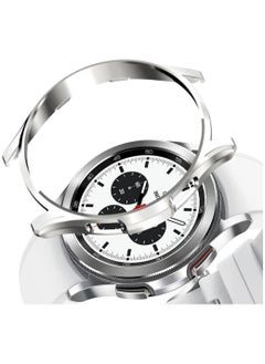 Generic Case Protector Compatible with Samsung Galaxy Watch 4 Classic 46 mm, TPU half Case Frame (Silver) 