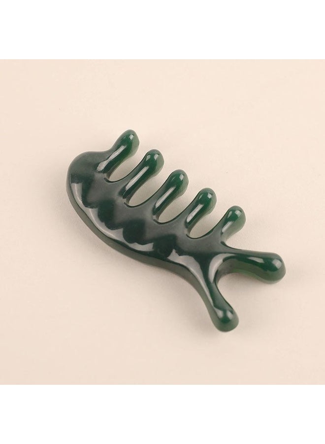 إسكدنيا Five Teeth Resin Meridian Massage Comb Head Face Neck Acupuncture Therapy Scraper Scalp Relaxation Wide-Tooth Massager
