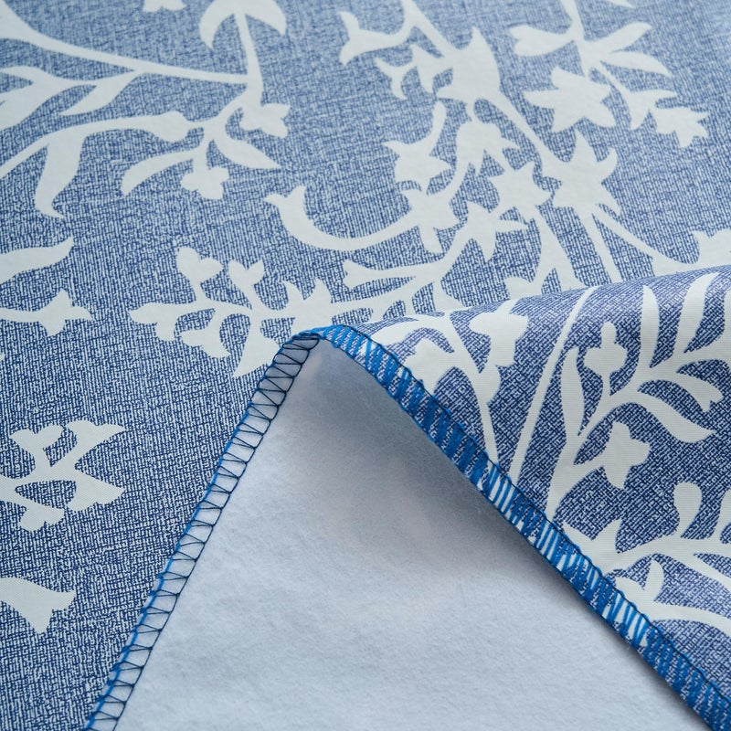 LIBERECOO Vinyl Tablecloth with Flannel Backing â€“Indigo Botanical Charm, Waterproof, Wipeable, Durable Table Cover â€“ 4 Colors - Image 4