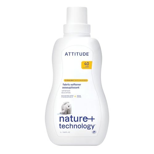 ATTITUDE Liquid Fabric Softener, Plant-Based & Vegan, HE Compatible, Naturally Derived, Citrus Zest Scent, 40 Loads, 33.8 Fl Oz - Image 1
