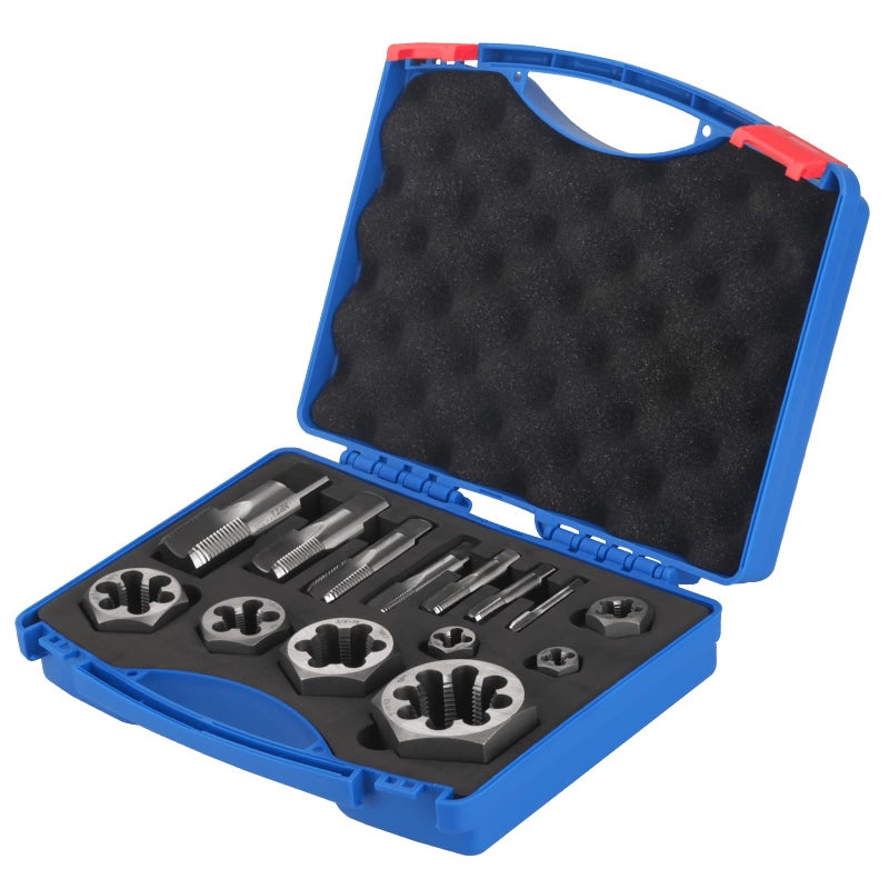 HOTYELL NPT Pipe Tap and Die Set 116 18 14 38 12 34 and 1 Rethreading High Speed Steel Taper Taps and GCr15 Carbon Steel Hex Dies NPT14 Pcs - Image 2
