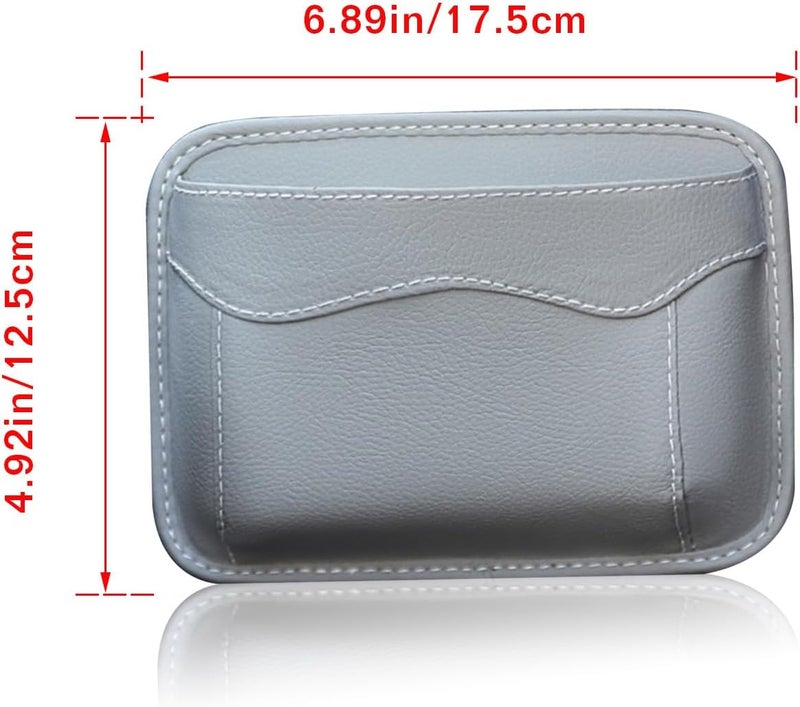 Couslcd Car Seat Side Storage Pocket, Small Organizer,PU Leather Multifunctional Console Side Organizer Bag for Phone, keys, sunglass,wallet,ect (Gray) - Image 2