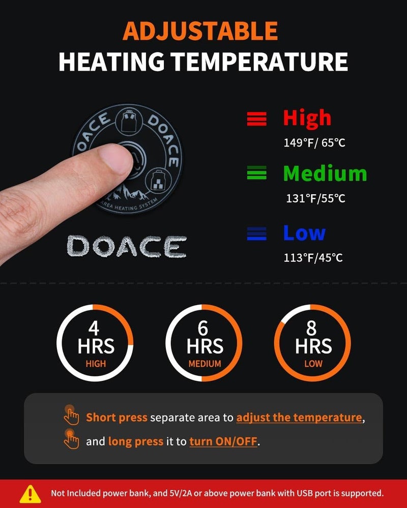 DOACE Heated Vest for Women and Men, Smart Electric Heating Vest Rechargeable, Battery Not Included - Image 4