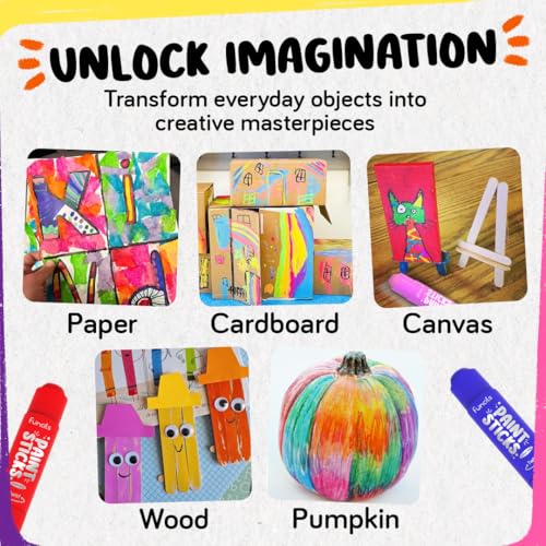Funcils 12 Tempera Paint Sticks for Kids & Toddlers - Quick Dry, Non-Toxic Washable Paint for Kids | Art & Craft Supplies Set, Solid Painting Markers with Metallic Gold & Silver Color Ages 1 2 3 4 5 6 - Image 5