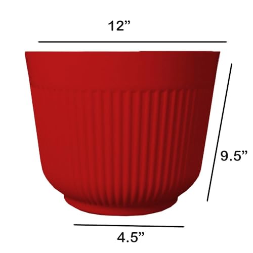 IMAGINEA 12 Inch Flower Pot for Plants | Pack of 6 |Home Decoration Plastic Big Size Large pots for Plants Gamla | Plastic Planters for Outdoor Plants for Balcony, Garden, Living Room, Office (Red) - Image 2