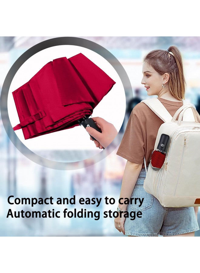 SIEPASA Windproof Travel Compact Umbrella-Automatic Umbrellas for Rain-Compact Folding Umbrella, Travel Umbrella Compact, Small Portable Windproof Umbrellas for Men Women Teenage.(Big Red) - Image 3