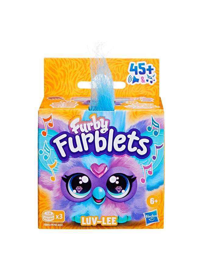 Furby فوربي فوربلتس لوف-لي صديق صغير، 45+ صوت، موسيقى كي-بوب وعبارات فوربيش، ألعاب إلكترونية محشوة للبنات والأولاد من عمر 6 سنوات فما فوق، بنفسجي وأزرق  - Image 2