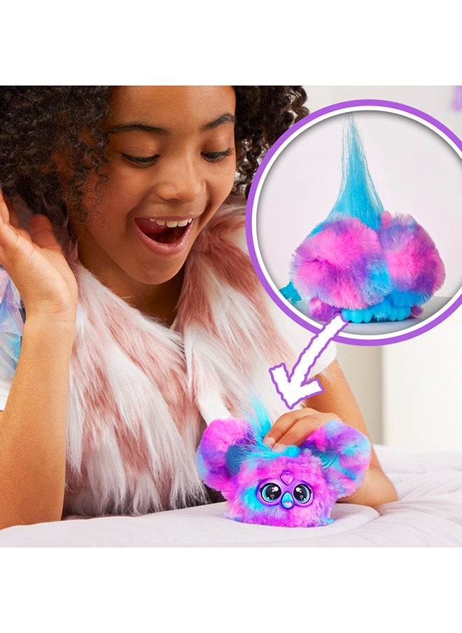 Furby فوربي فوربلتس لوف-لي صديق صغير، 45+ صوت، موسيقى كي-بوب وعبارات فوربيش، ألعاب إلكترونية محشوة للبنات والأولاد من عمر 6 سنوات فما فوق، بنفسجي وأزرق  - Image 5