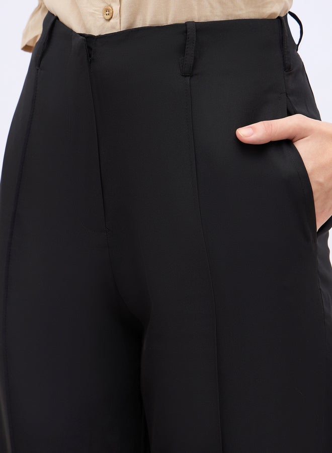Styli Solid Tapered Fit Pants with Pintuck Detail - Image 4