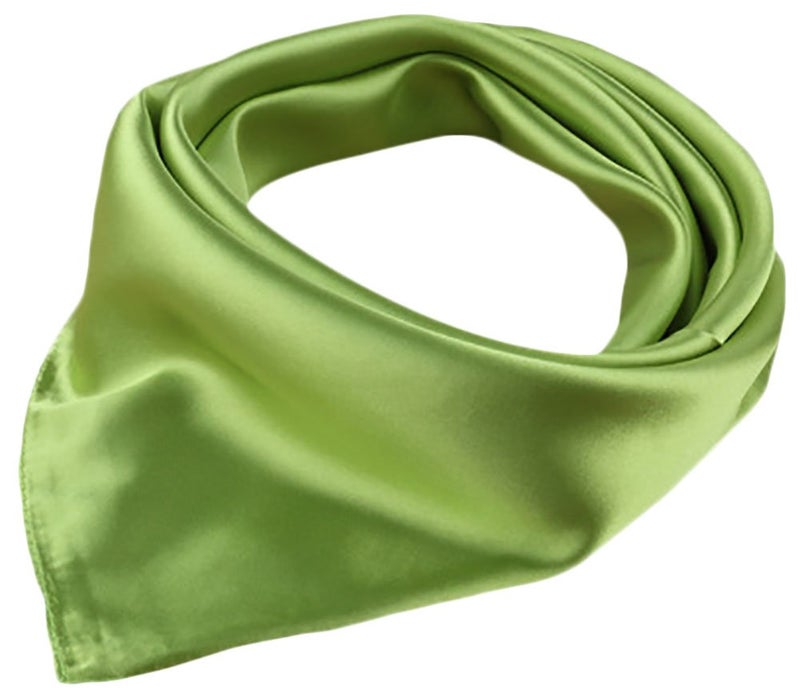 X&F Women's Solid Stain Charmeuse Neckerchief Square Scarf 23" * 23" Green - Image 2