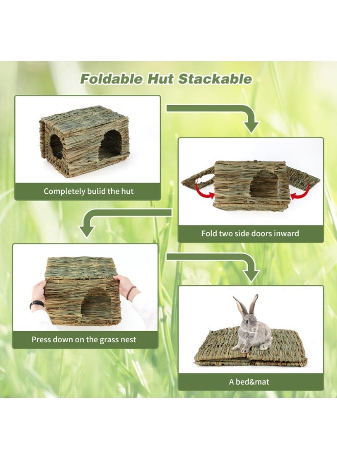 Foldable Rabbit Hay House and Hideout, Handwoven Natural Edible Hay House, Cozy Hay Bed for Rabbits, Hamsters, Chinchillas, Squirrels, Hamsters - Image 4