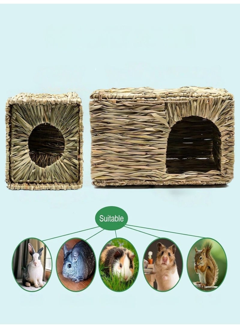 Foldable Rabbit Hay House and Hideout, Handwoven Natural Edible Hay House, Cozy Hay Bed for Rabbits, Hamsters, Chinchillas, Squirrels, Hamsters - Image 2