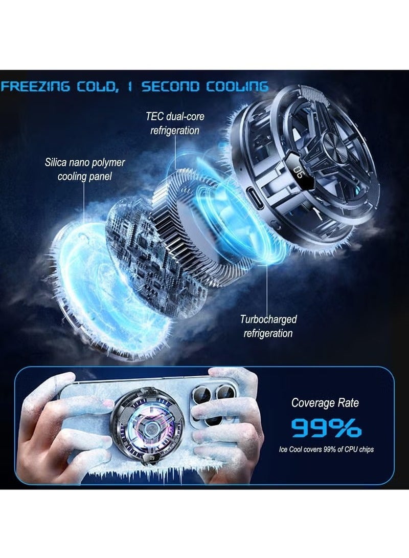 Phone Cooler Mobile cooler Phone Cooling Fan for Gaming 2 Modes Adsorption Design Semiconductor Phone Cooler with RGB Light Mini Phone Cooler for Mobile Phone Tablet PC - Image 2