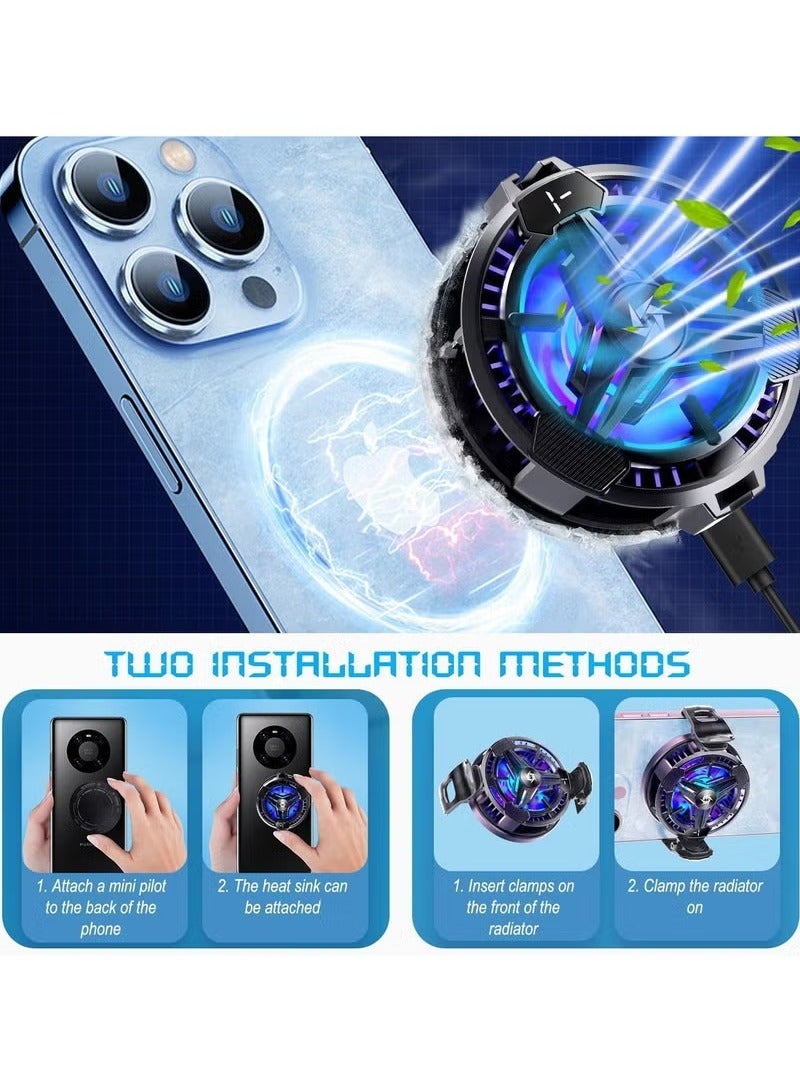 Phone Cooler Mobile cooler Phone Cooling Fan for Gaming 2 Modes Adsorption Design Semiconductor Phone Cooler with RGB Light Mini Phone Cooler for Mobile Phone Tablet PC - Image 4