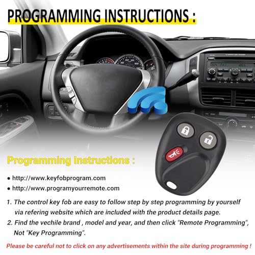 Vurkcy Keyless Entry Remote Key Fob Compatible with Chevy Tahoe Suburban Silverado Avalanche, GMC Sierra Yukon, Cadillac Escalade, Hummer H2 2003 2004 2005 2006, Replacement for LHJ011 (Pack of 2) - Image 3