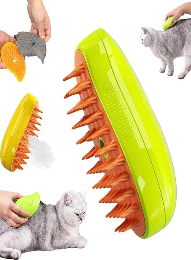 Generic Steamy Cat Brush - 3 In1 Cat Steamy Brush, Self Cleaning Steam Cat Brush, Cat Steamer Brush for Massage, Cat Hair Brush for Removing Tangled and Loosse Hair, Eliminate Flying Hair (green)  - Image 1